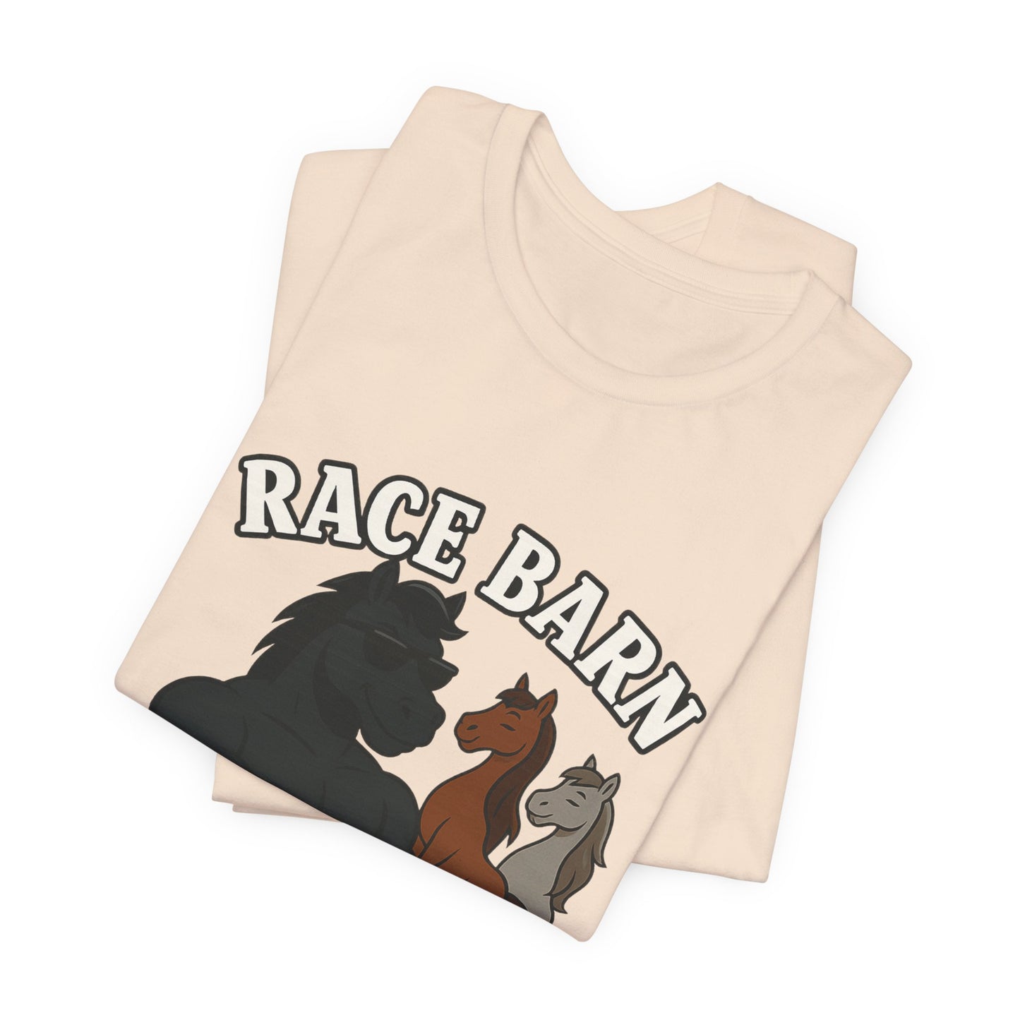 Studs, Shades & Stallions – Race Barn (T-Shirt) | Western Horsepower Tee | Bumper Karma