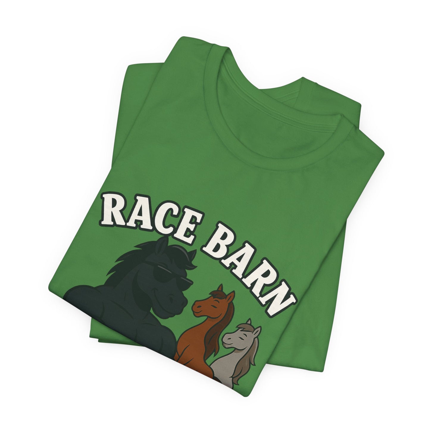 Studs, Shades & Stallions – Race Barn (T-Shirt) | Western Horsepower Tee | Bumper Karma